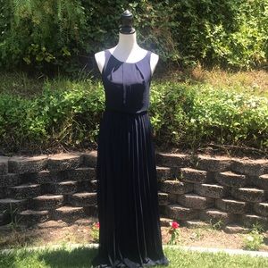 Pleated Navy Blue Maxi Dress